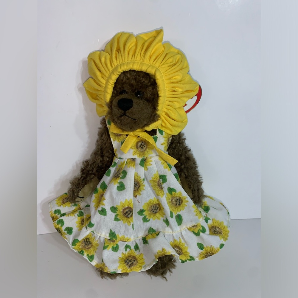 Vtg 1993 TY Beanie Baby Susannah Sunflower Bear Jointed Plush Attic Collection
